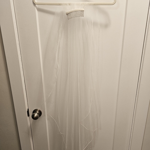 KC Bridal Angel Cut Waterfall Bridal Wedding Veil Light Ivory 45" - Picture 2 of 4